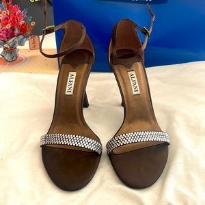 Brown satin dress sandal, Alfani